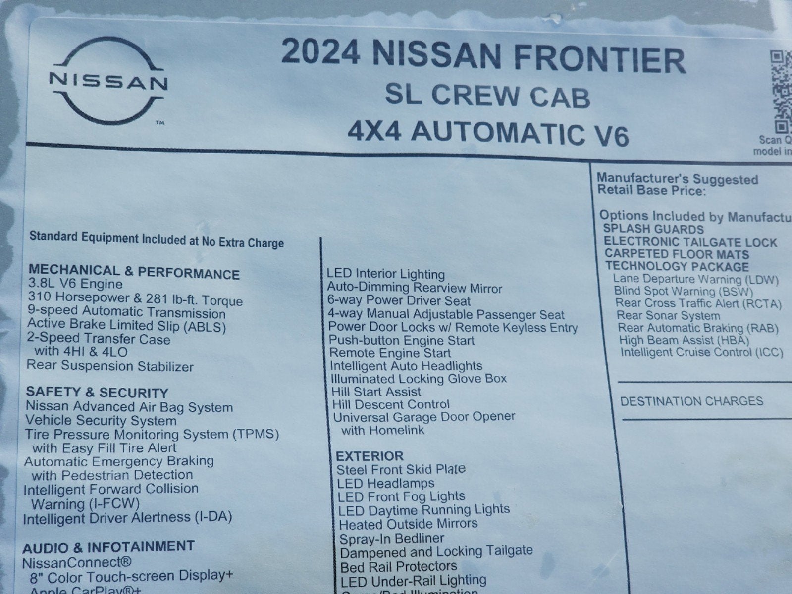2024 Nissan Frontier Crew Cab SL 4x4 Crew Cab SL