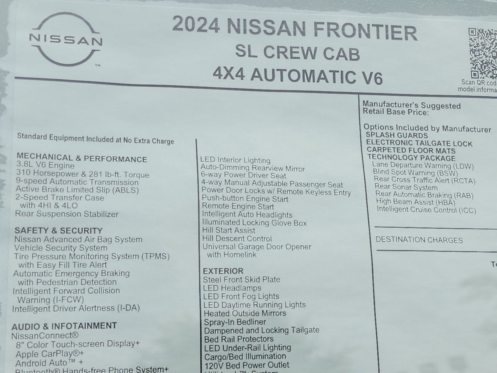 2024 Nissan Frontier Crew Cab SL 4x4 Crew Cab SL