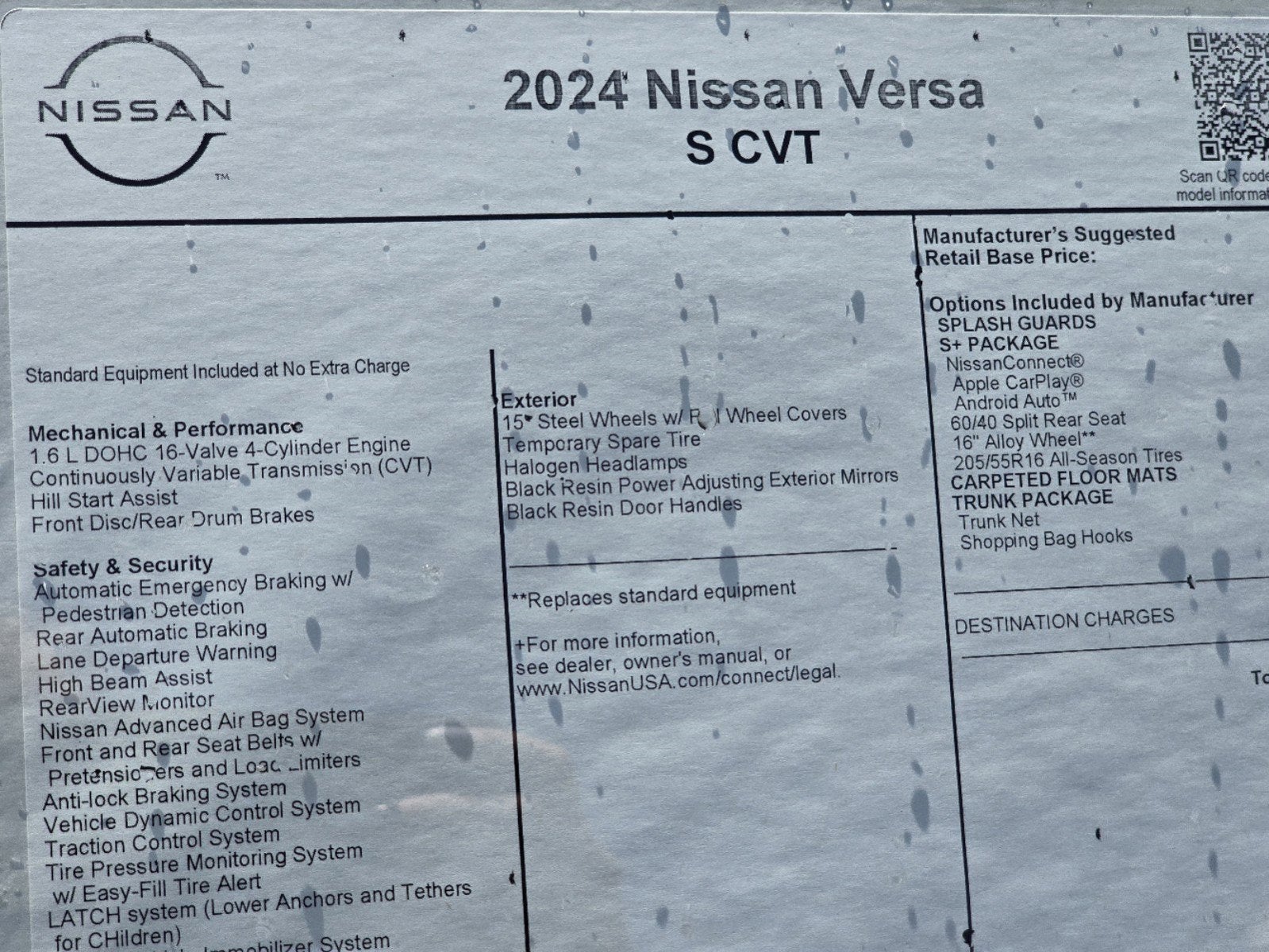 2024 Nissan Versa S Xtronic CVT® S